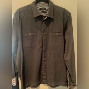 Ted Baker London Charcoal Heavyweight Shirt/ Overshirt with cuff accents